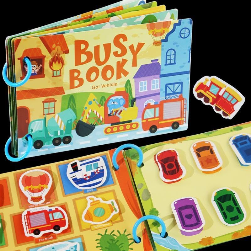 Reusable Vehicle Velcro Busy Book for Toddlers | Transportation Matching & Learning Activity Book