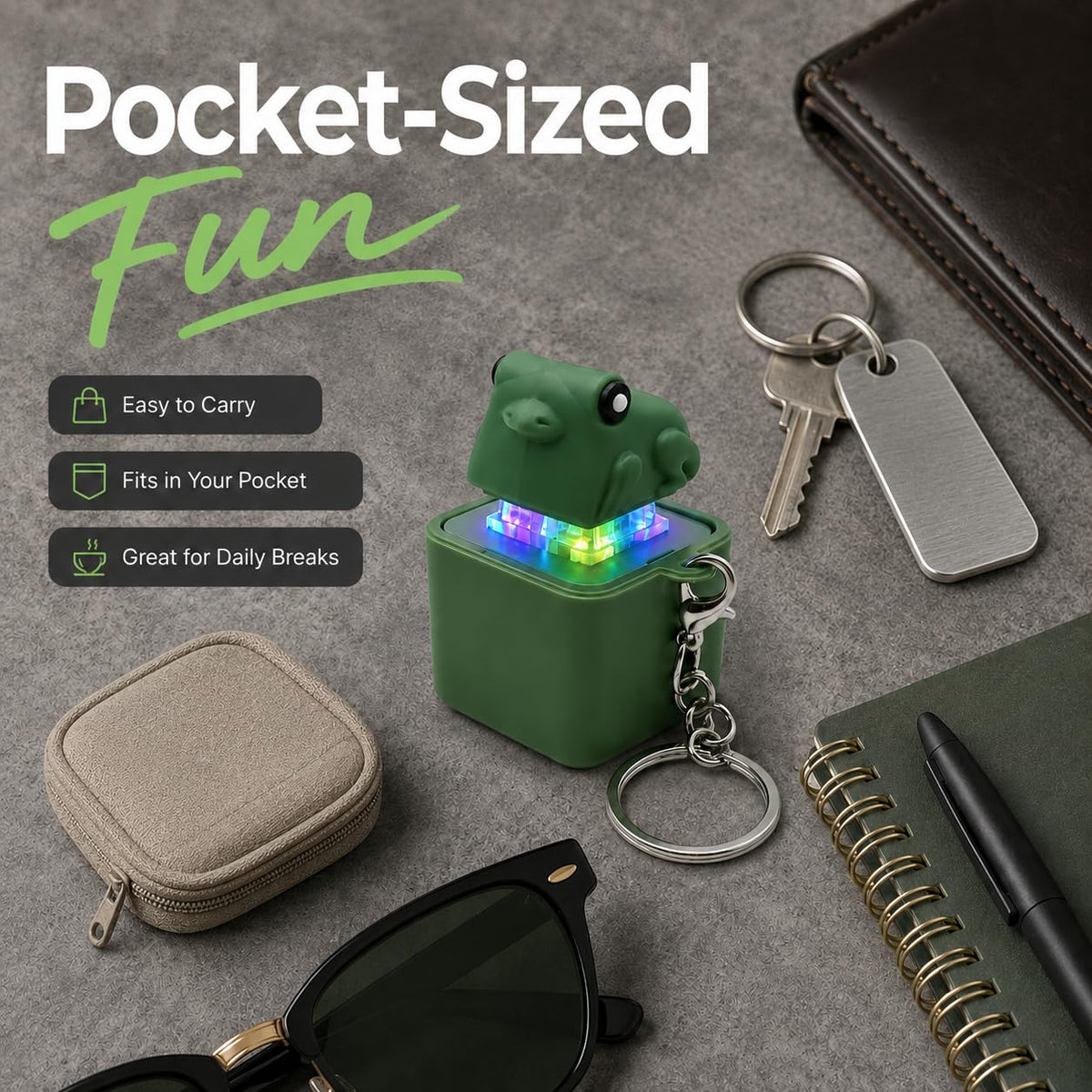 Pop-Up Frog LED Light Keychain Toy for Kids – Pressable Cute Frog with Colorful Glow, Clip-On Bag Charm & Backpack Accessory