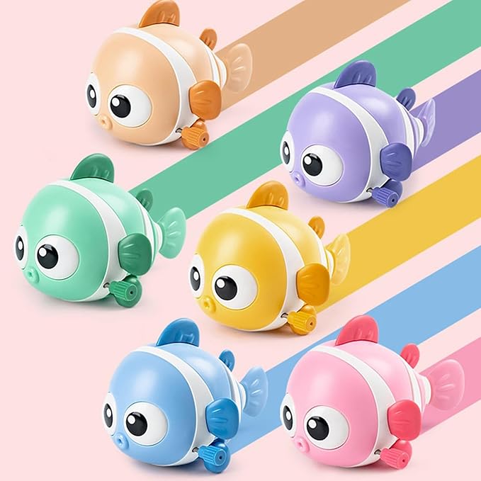 Floating Wind-Up Bath Toys for Kids – Safe Non-Toxic Swimming Fish | Fun Screen-Free Playtime & Stress-Free Bathing | 3+ years (7 Pcs))