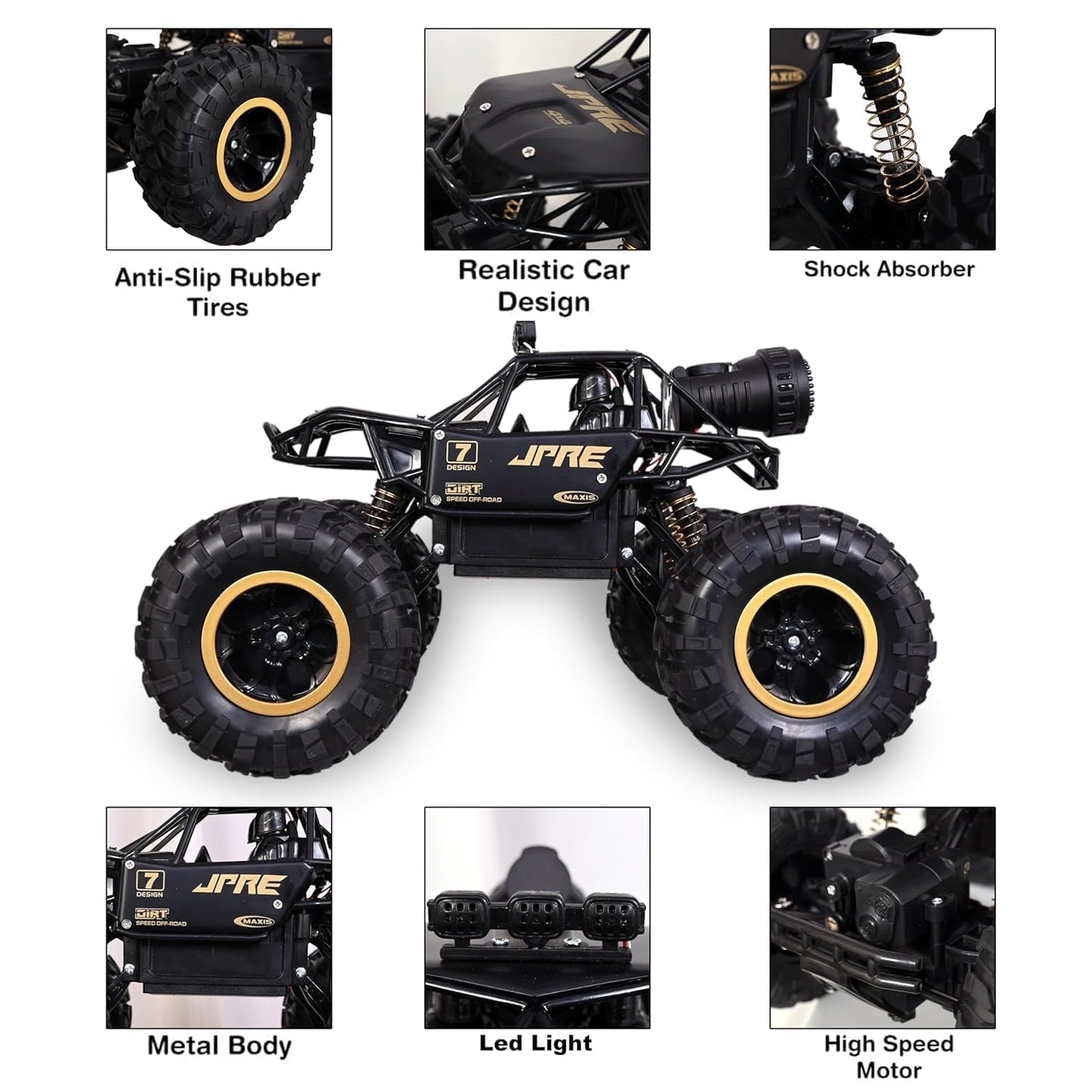 Remote Control Rock Crawler Mist Smoke Spray Function, High Speed 1:18 RC Car Toys for Boys 2WD Off Road Vehicle Toy Cars for Kids Monster Truck Rock Climbing Car Toy for Kids Black