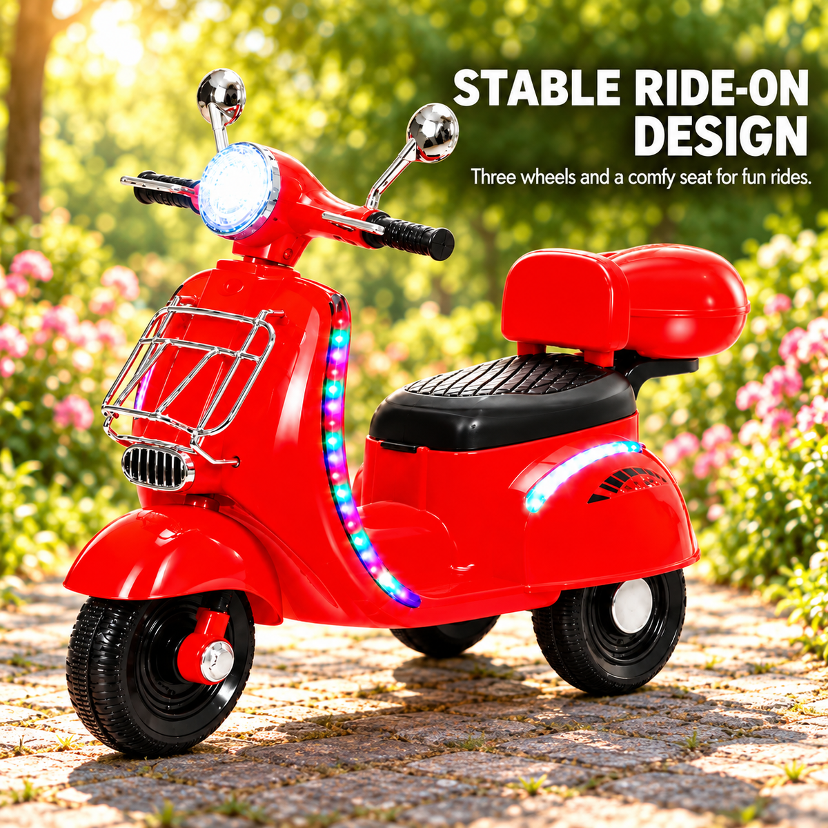 Kids Retro 3-Wheel Electric Ride-On Scooter