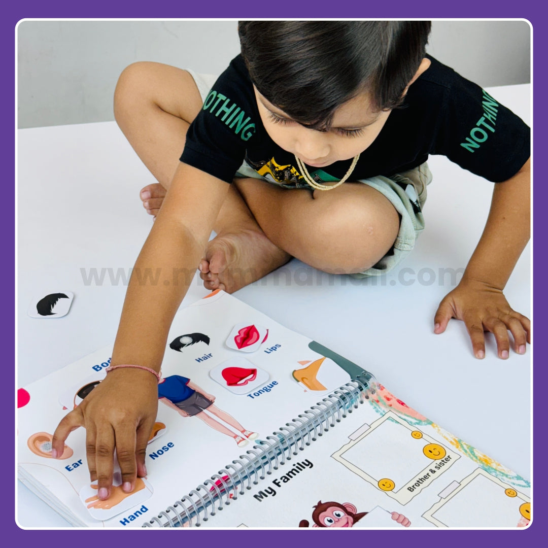 Toddler's Taste | 12-in-1 Velcro Binder Book for kids to Learn Shapes, Colors, Fruits, Numbers, Body Parts Fruits, Vegetable, Animal And Vehical + FREE Learning 2000+ pages PDF worksheet for kids