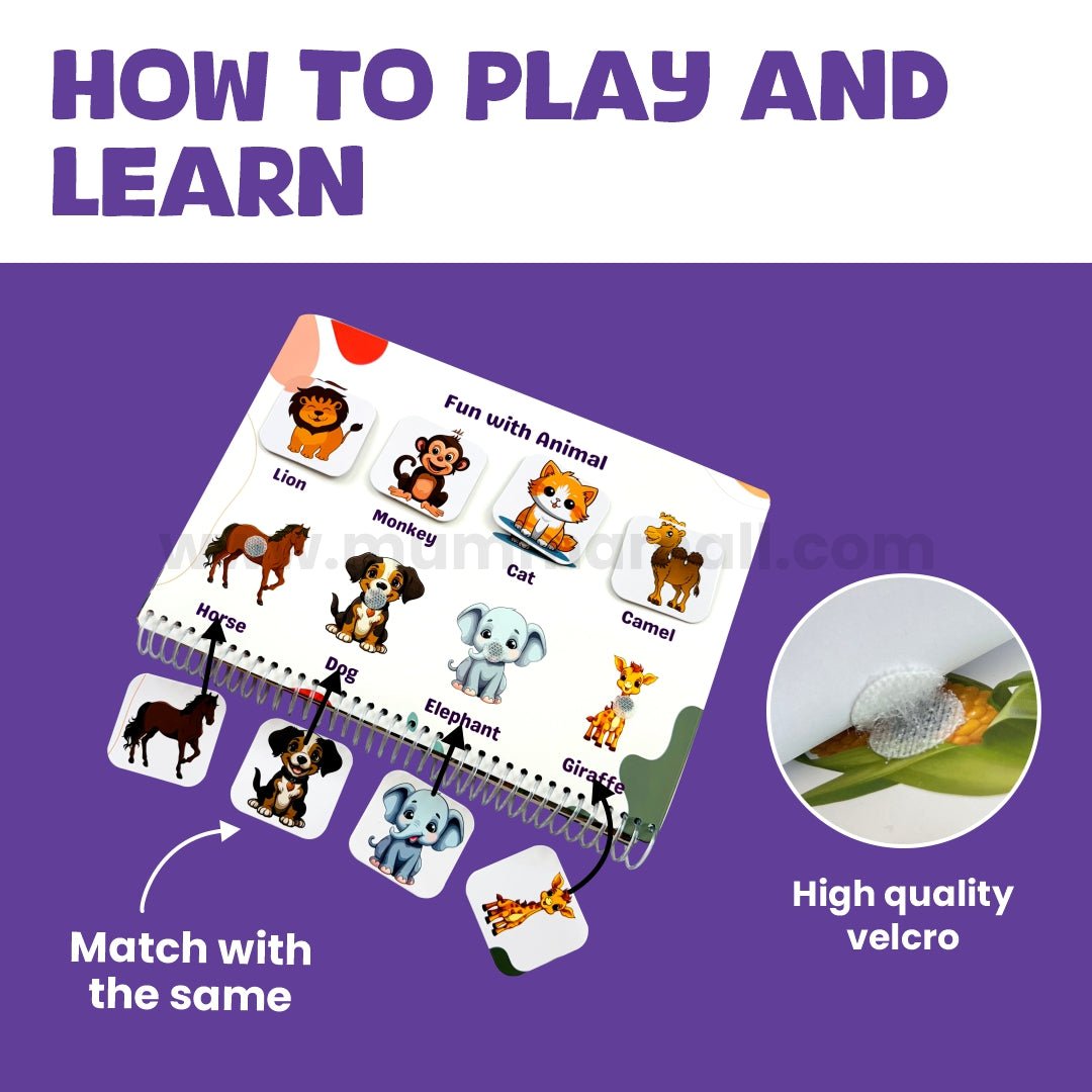 Toddler's Taste | 12-in-1 Velcro Binder Book for kids to Learn Shapes, Colors, Fruits, Numbers, Body Parts Fruits, Vegetable, Animal And Vehical + FREE Learning 2000+ pages PDF worksheet for kids