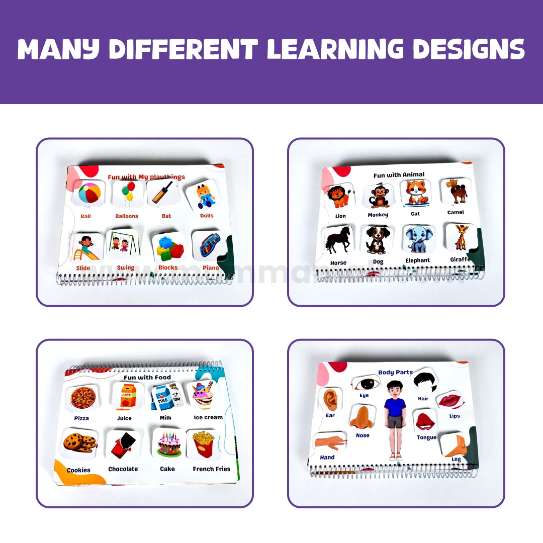 Toddler's Taste | 12-in-1 Velcro Binder Book for kids to Learn Shapes, Colors, Fruits, Numbers, Body Parts Fruits, Vegetable, Animal And Vehical + FREE Learning 2000+ pages PDF worksheet for kids