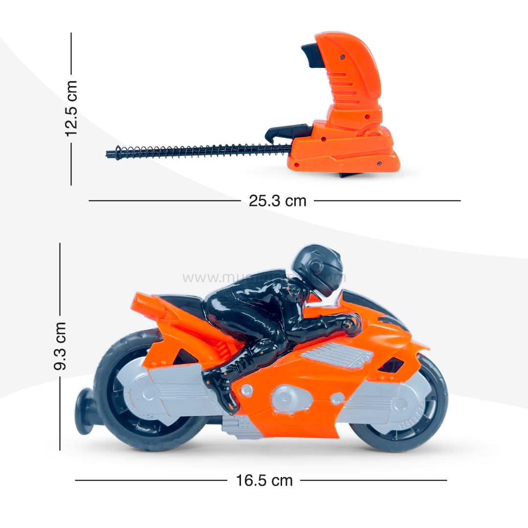 Super Bike Toy - Spring-Loaded Friction Vehicle Bike Ages 3+ Motorcycle Launcher | Vibrant Color