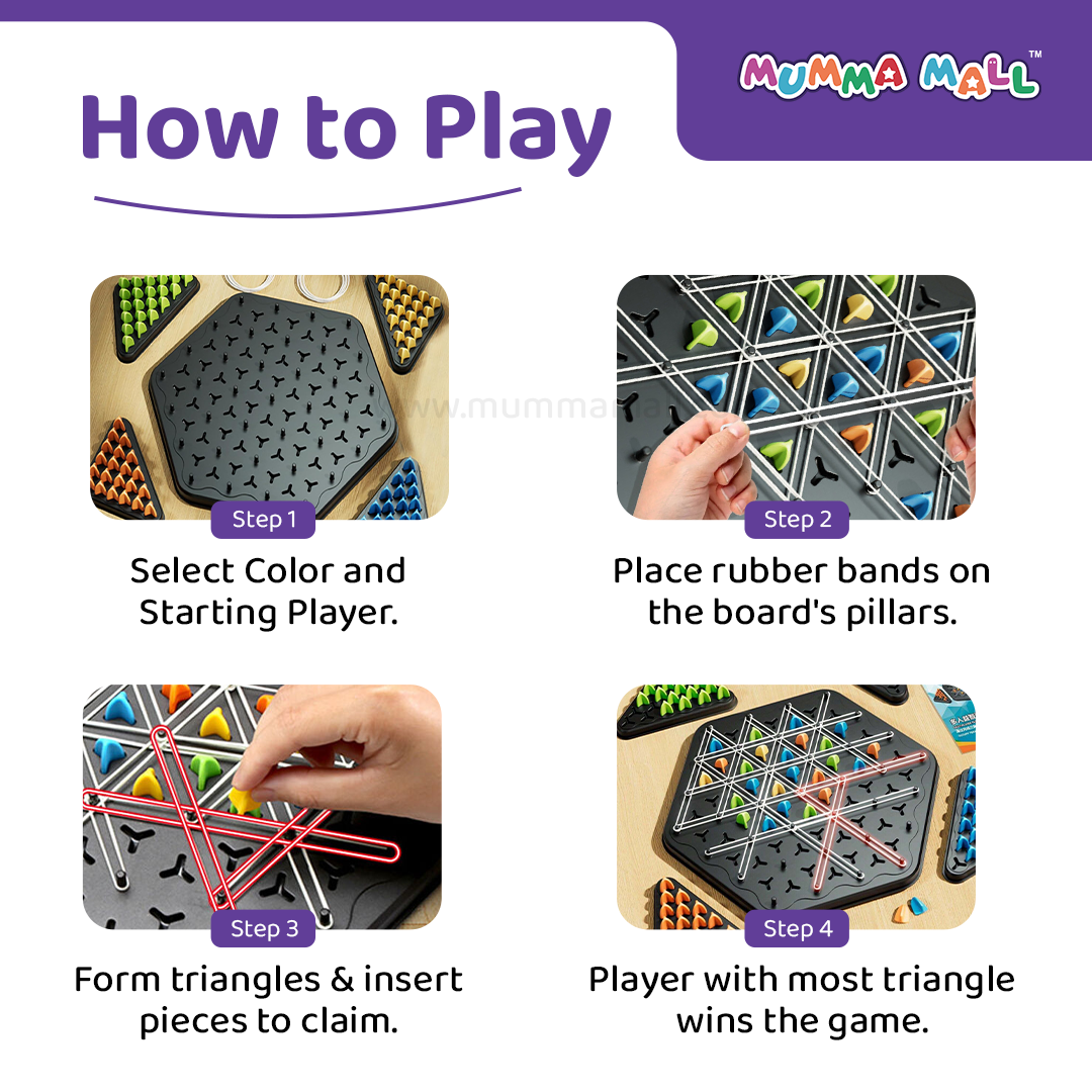 (70% OFF) Triangle shape rubber game!! 2-4 player game (NEWLY LAUNCHED) - Boost Cognitive Skills & Fun for Kids and adults