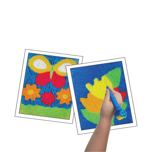Woolcro Creative Wool Art Kit for Kids – DIY Screen-Free Craft Set with 10 Fun Designs, 6 Color Wool Spools, Wool Pen & Velcro Sheets (Age 5+)