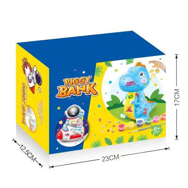 DIY Dinosaur Piggy Bank Painting Kit – Educational Animal Coloring Toy for Kids