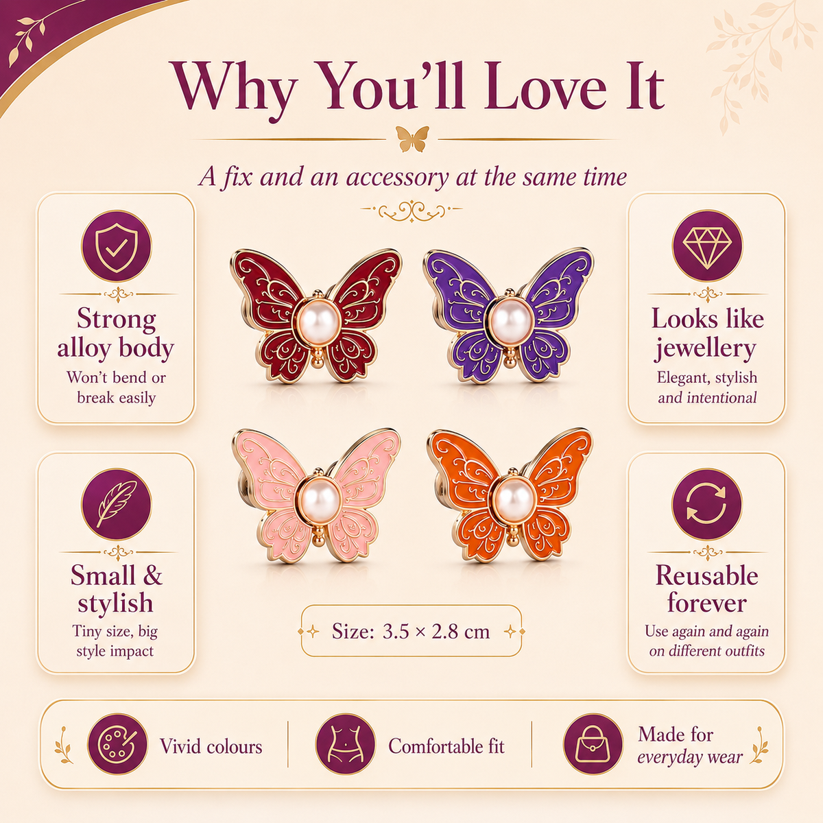 Premium Butterfly Waistband Adjuster Clip for Jeans, Skirts & Shorts 🦋
