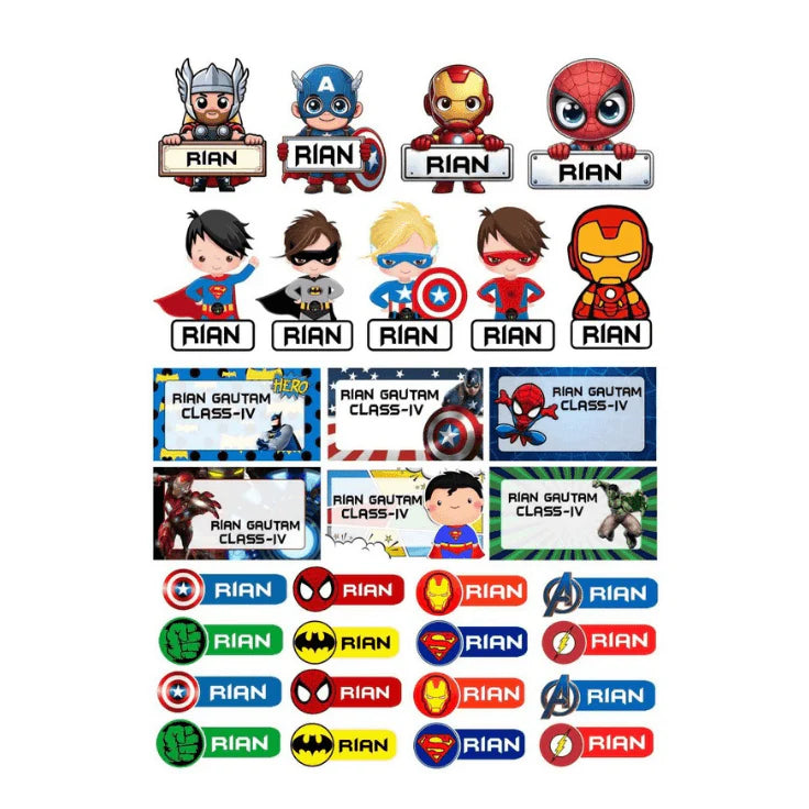 Personalized Waterproof Kids Name Stickers – Cute Animal Designs for Bottles, Lunch Boxes & School