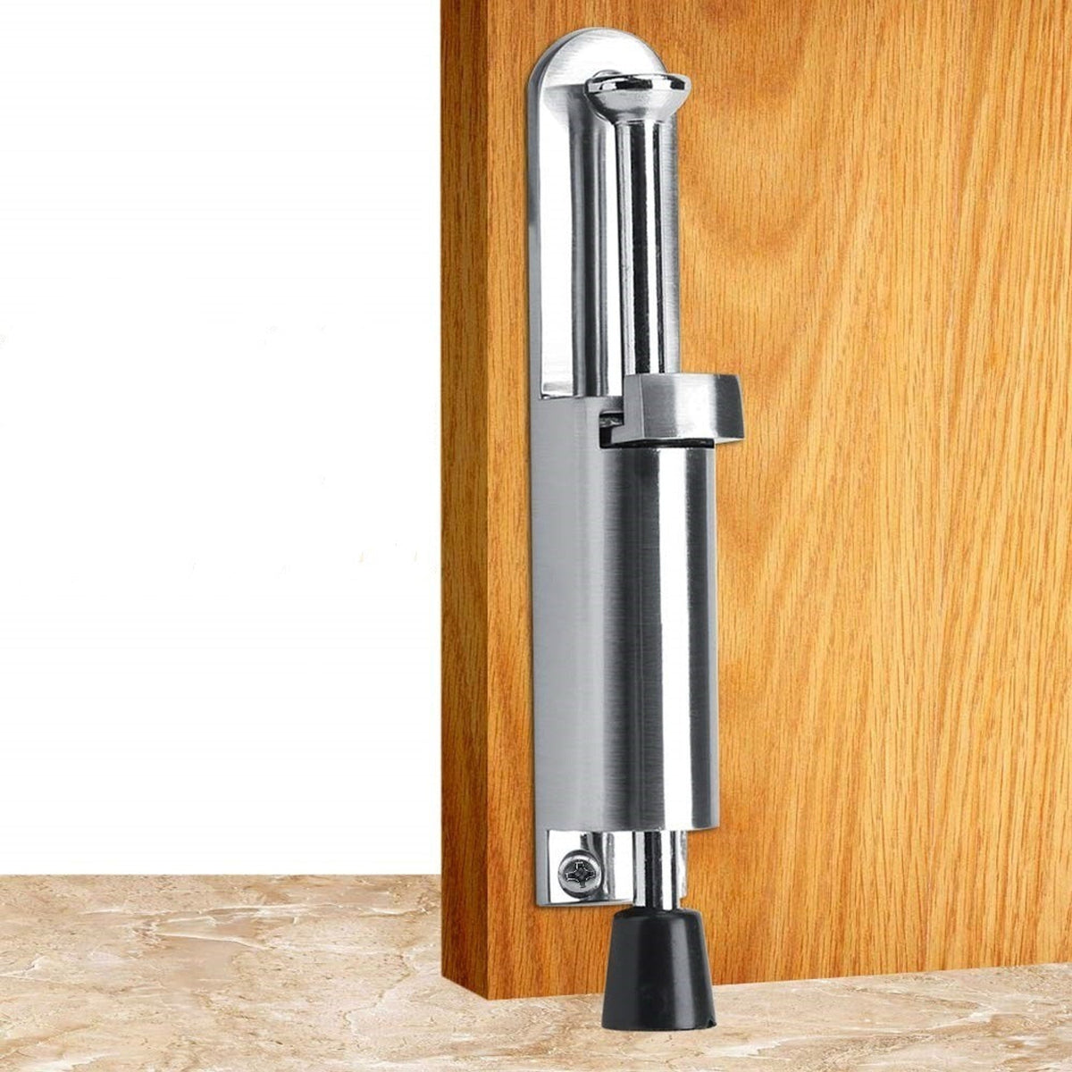 Heavy-Duty Retractable Door Stopper with Anti-Slip Rubber Grip and Screw Mount