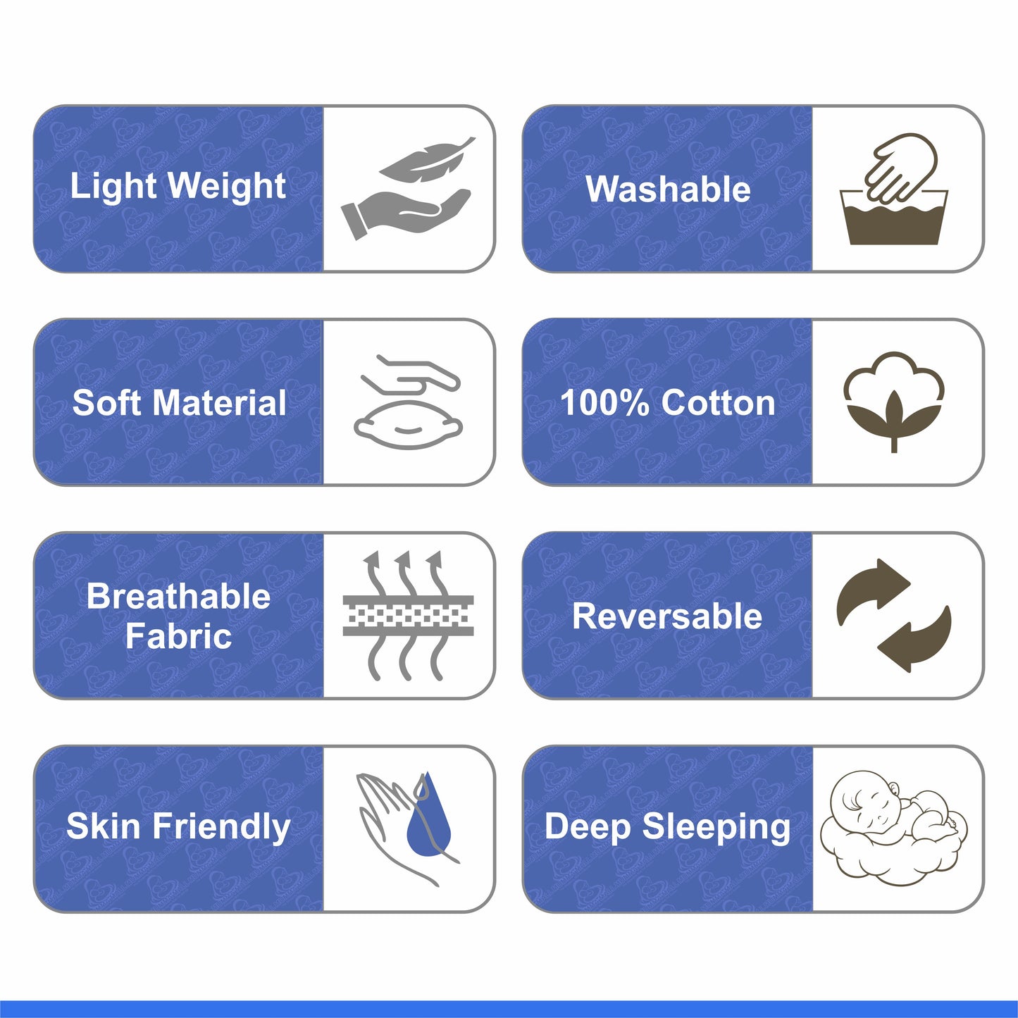 Baby box mattress with blanket and set of 4 pillows as neck support, side support and toy (Sky and Blue)