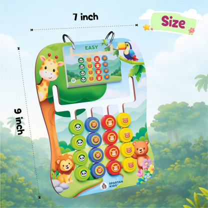 Montessori Wooden Pattern Matching Puzzle Board for Kids – Colour Sorting, Challenge Card Game & Brain Development Educational Toy