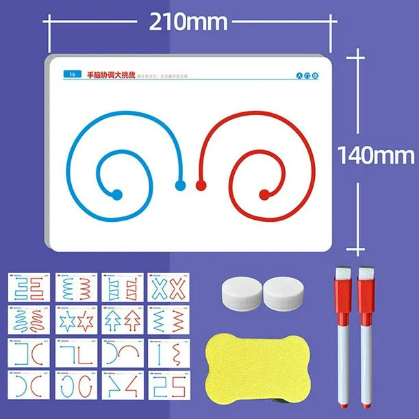 20-Sheet Action Exercise Coordination Development Set for Whole Brain Balance, Focus Enhancement Tool, Uncharged, Cardboard Material, No Battery, Three Difficulty Levels