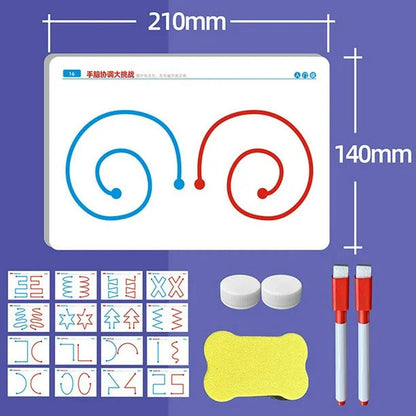 20-Sheet Action Exercise Coordination Development Set for Whole Brain Balance, Focus Enhancement Tool, Uncharged, Cardboard Material, No Battery, Three Difficulty Levels