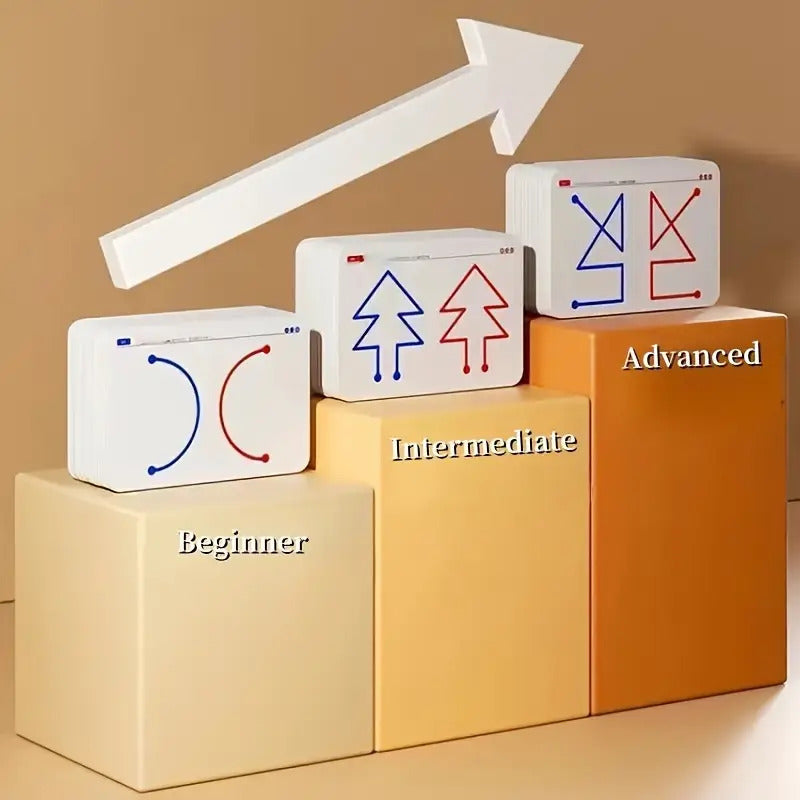 20-Sheet Action Exercise Coordination Development Set for Whole Brain Balance, Focus Enhancement Tool, Uncharged, Cardboard Material, No Battery, Three Difficulty Levels