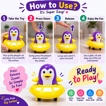 Snowy Slider Friction Penguin Toy for Kids – Multicolor Pack of 12 Pcs