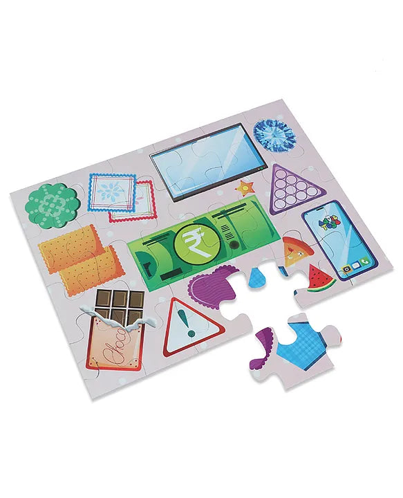 Shapes Puzzle Educational Fun (24 Pieces + Educational Fun Fact Book Inside)