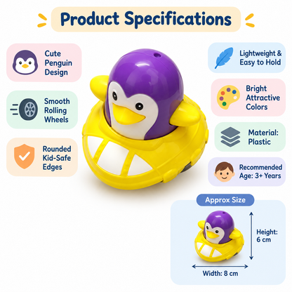 Snowy Slider Friction Penguin Toy for Kids – Multicolor Pack of 12 Pcs