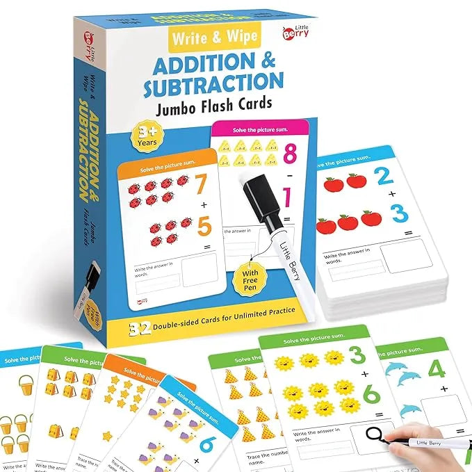 Addition and Subtraction-Write & Wipe Jumbo Flash Cards