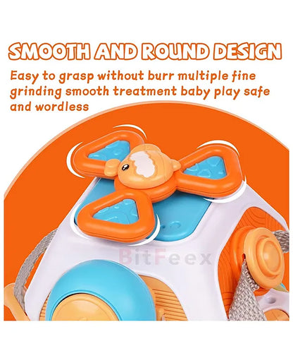 BrainyBox - Montessori Busy Cube for Toddlers 1-3 Years | 6-in-1 Sensory Activity Toy | Baby Learning Cube | Fine Motor Skills Toy | Travel Activity Toy for Kids | Birthday Gift for Boys & Girls
