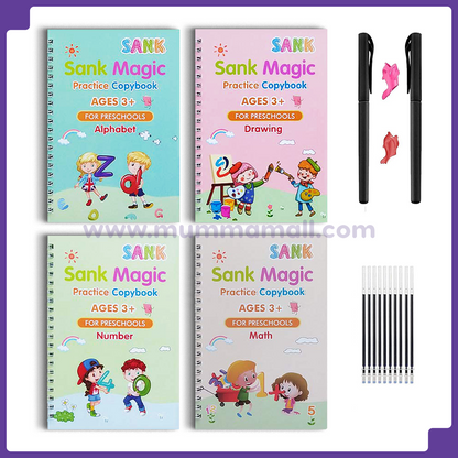 ✨Magic Practice Copybook📚, Buy 1 Set Get 1 Set Free🤩 (8 Book + 2 Pen+ 20 Refill +2 Grip)✍
