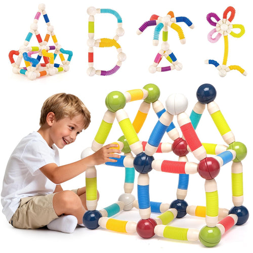 Flexible Magnetic Building Sticks & Balls Set for Kids | 3D Construction STEM Toy for Creativity, Brain Development & Learning