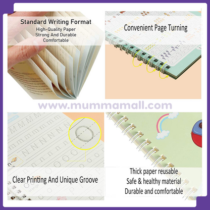 ✨Magic Practice Copybook📚, Buy 1 Set Get 1 Set Free🤩 (8 Book + 2 Pen+ 20 Refill +2 Grip)✍