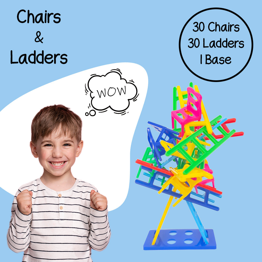 Balance Towers- Chairs & Ladders Edition game (30 Chairs+30 Ladders & 1 Base)