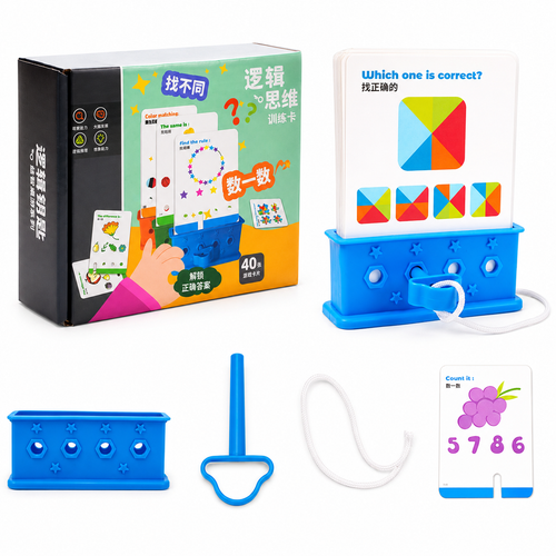Kids Logical Thinking Puzzle Card Game with Answer Box – Educational Brain Development Toy for Pattern Matching & Counting