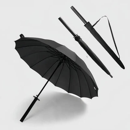 ShadowKat™ Samurai Sword Umbrella – 16 Rib Windproof Waterproof Katana Handle Umbrella with Carry Sleeve
