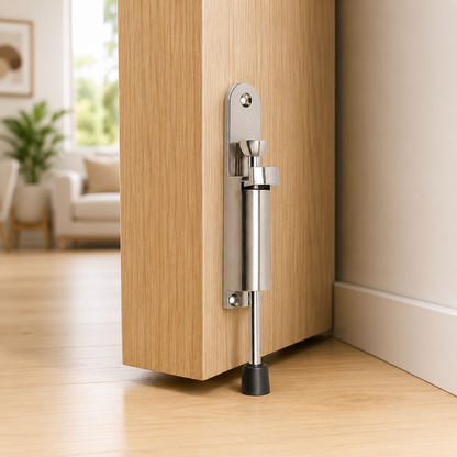 Heavy-Duty Retractable Door Stopper with Anti-Slip Rubber Grip and Screw Mount