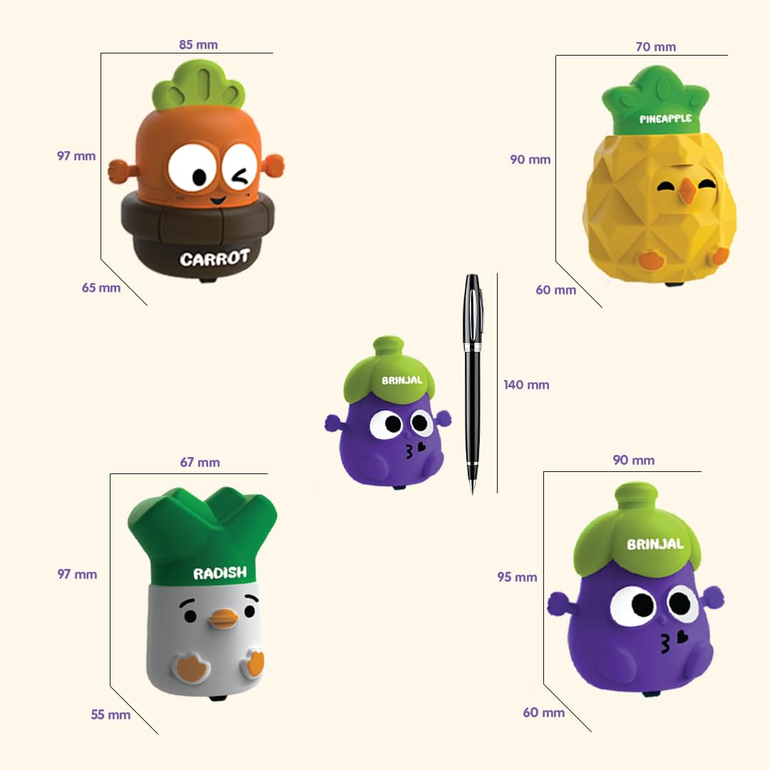 Push & Go Vegetable Toy Set for Kids – Pack of 4