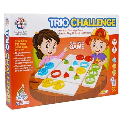 Trio Challenge Brain Teaser Strategy Board Game for Kids and Adults