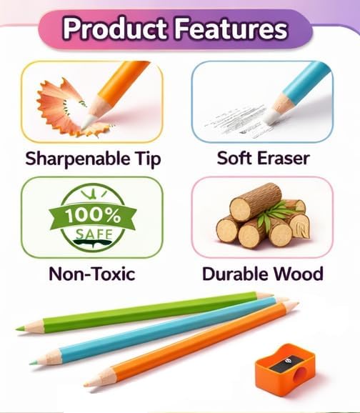 Magic Eraser Pencils Set (2 Pack) with Sharpener - Pastel, Precision Erase, Non-Toxic Kids Return Gift