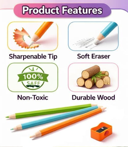 Magic Eraser Pencils Set (2 Pack) with Sharpener - Pastel, Precision Erase, Non-Toxic Kids Return Gift