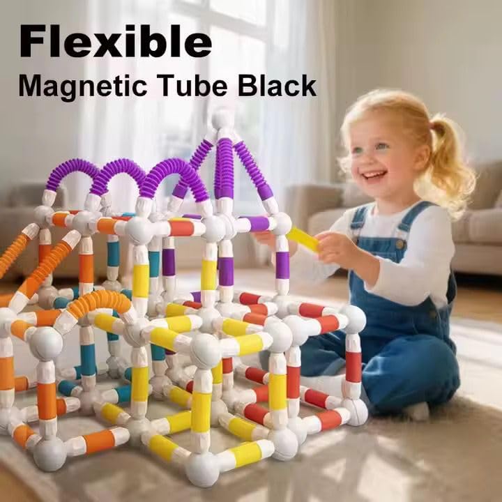 Flexible Magnetic Building Sticks & Balls Set for Kids | 3D Construction STEM Toy for Creativity, Brain Development & Learning