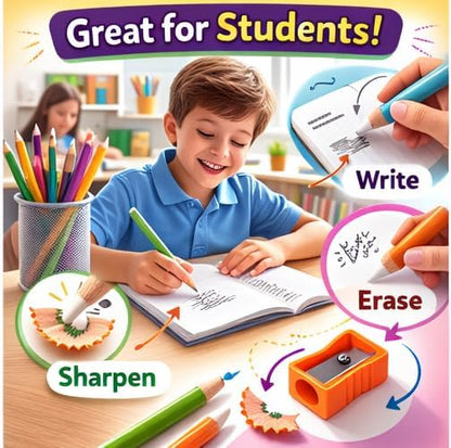 Magic Eraser Pencils Set (2 Pack) with Sharpener - Pastel, Precision Erase, Non-Toxic Kids Return Gift