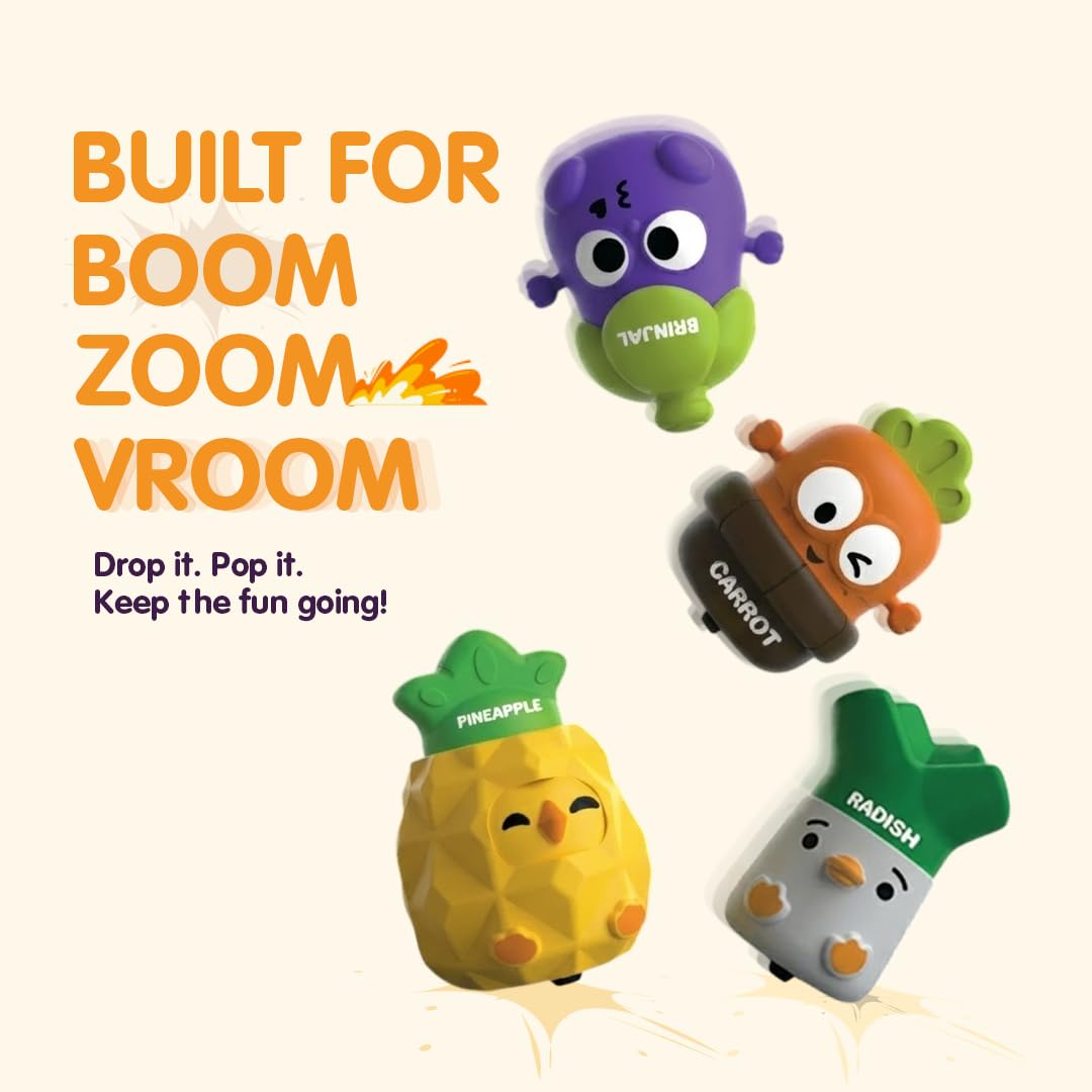 Push & Go Vegetable Toy Set for Kids – Pack of 4