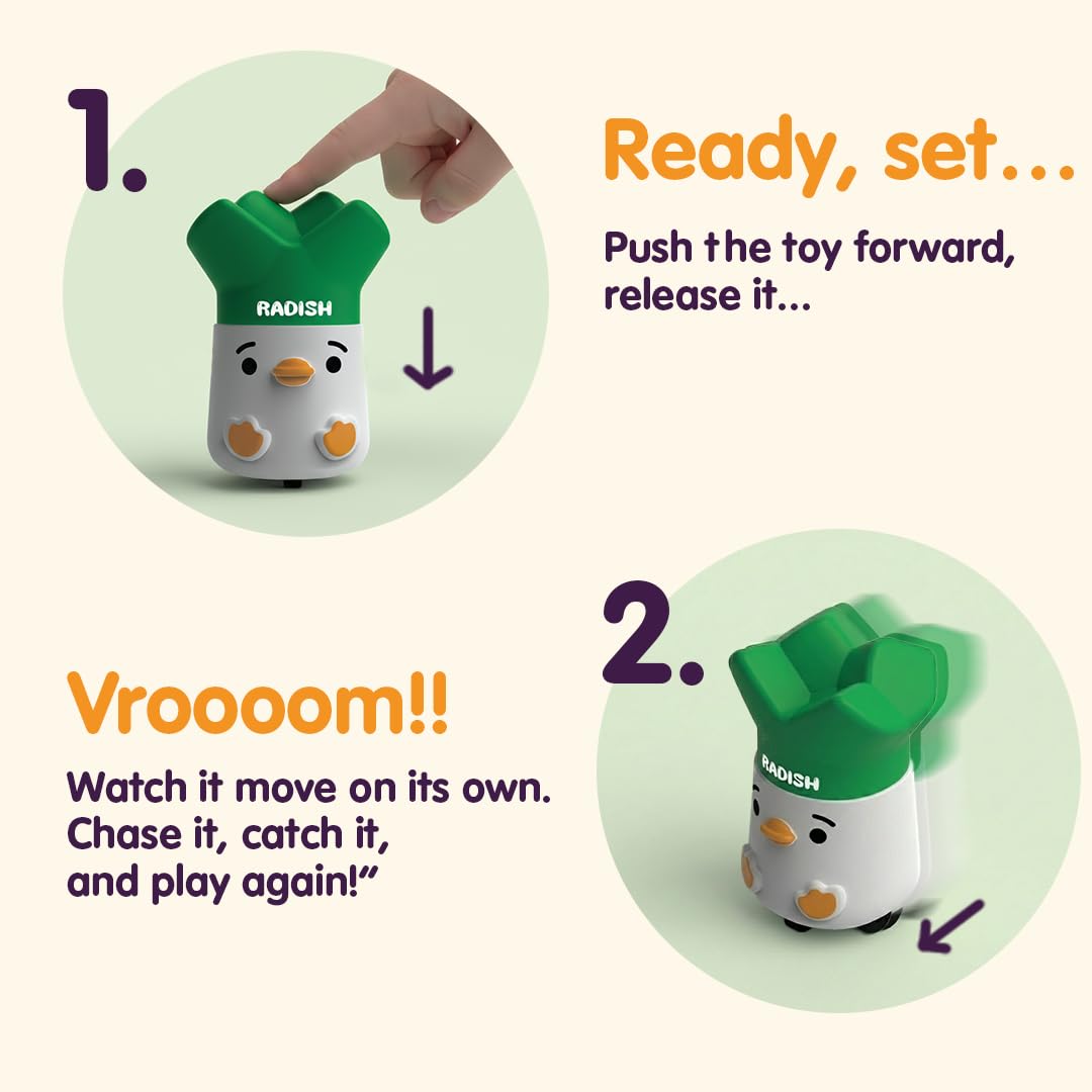Push & Go Vegetable Toy Set for Kids – Pack of 4