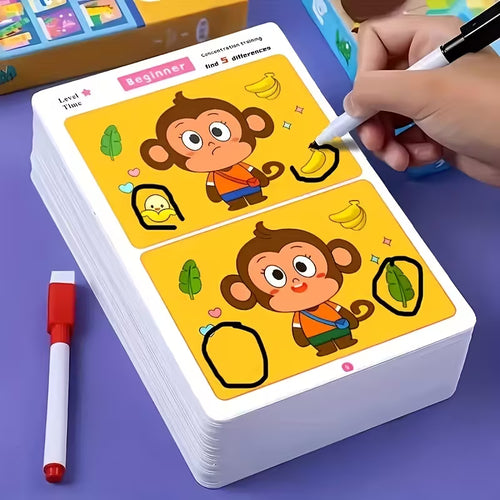 Large Size Spot the Difference Concentration Training Cards for Kids – Observation & Brain Development Activity Game