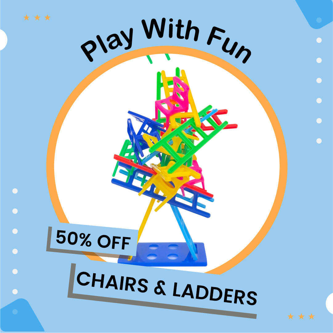 Balance Towers- Chairs & Ladders Edition game (30 Chairs+30 Ladders & 1 Base)