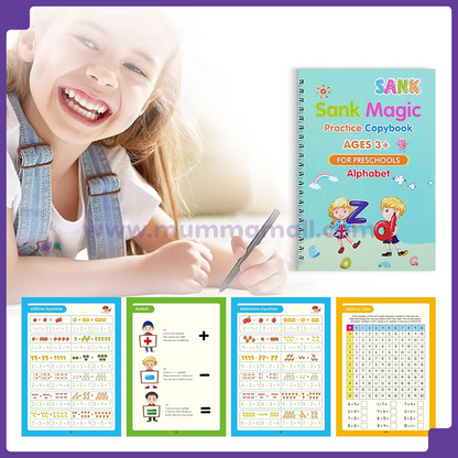 ✨Magic Practice Copybook📚, Buy 1 Set Get 1 Set Free🤩 (8 Book + 2 Pen+ 20 Refill +2 Grip)✍