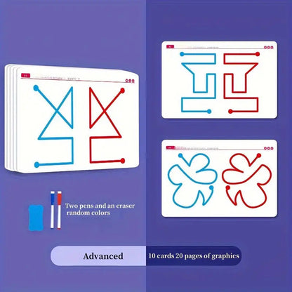 20-Sheet Action Exercise Coordination Development Set for Whole Brain Balance, Focus Enhancement Tool, Uncharged, Cardboard Material, No Battery, Three Difficulty Levels