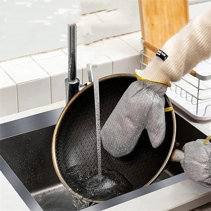 🧤 ScrubArmor™ Magic Steel Mesh Cleaning Gloves | Heavy-Duty Non-Scratch Kitchen & Household Cleaning Gloves