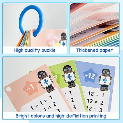 Reusable Kids Math Flash Cards (Age 5+) – Learn Multiplication Tables 1–12 with 2 Write & Wipe Markers | Quick Learning Educational Practice Set for Home & School