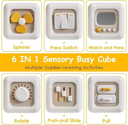 6 in 1 sensory busy cube activities for toddlers