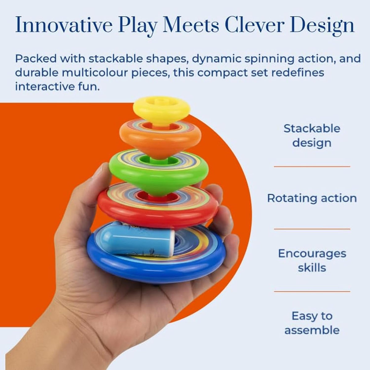 Kids Rainbow Spin & Stack Montessori Learning Toy