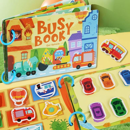 Reusable Vehicle Velcro Busy Book for Toddlers | Transportation Matching & Learning Activity Book