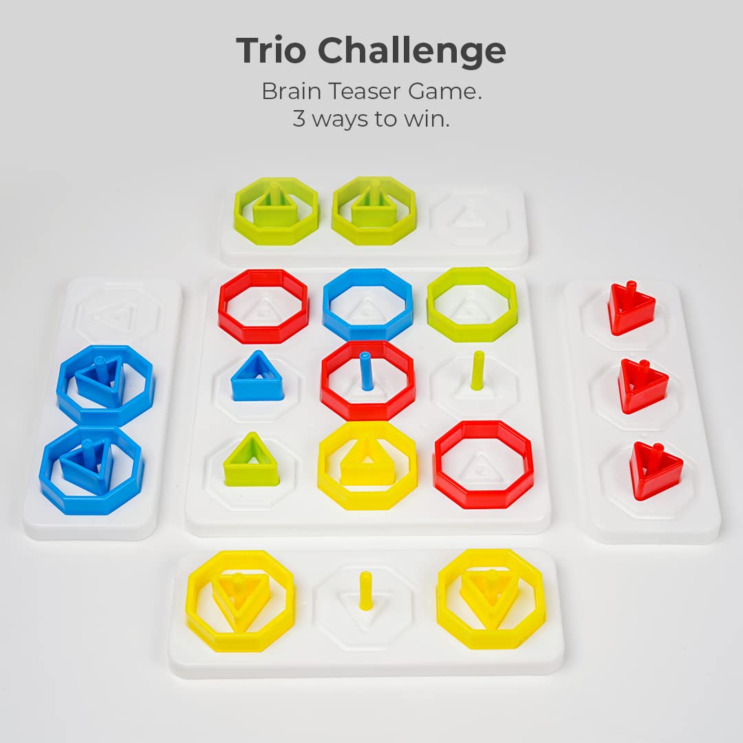 Trio Challenge Brain Teaser Strategy Board Game for Kids and Adults